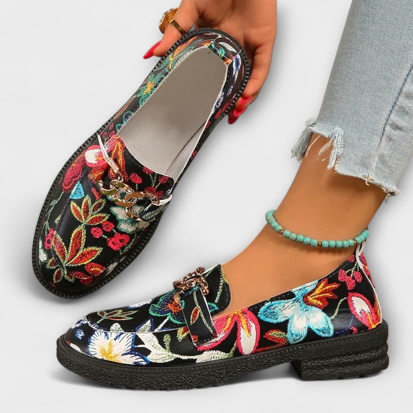 Orla – Mocasines coloridos con estampado de flores